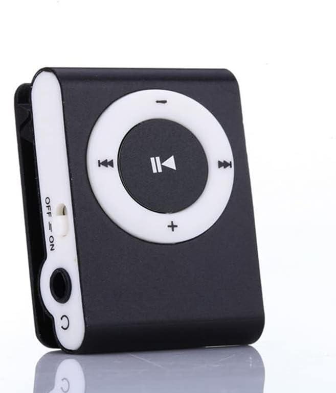 Mxzzand MP3 Portable Music Player Mini MP3 Back Clip Player Serviceable with Memory Card and Cable(Black)