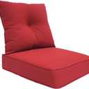 Indoor Outdoor Deep Seat Chair Cushion, Fade Resistant, 24 inches Replacement Foam Seat Cushions, Olefin Bright Red, 2 Piece Set