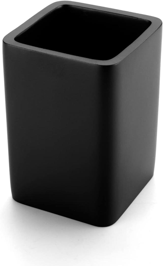 Matte Black Tumbler Cup for Bathroom, Toothbrush Holder for Vanity Countertop Makeup Brushes Holder Pen Container Organizer Resin