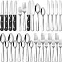 Stapava 24-Piece Silverware Set with Steak Knives, Food-Grade Stainless Steel Flatware Set for 4 Mirror Polished Cutlery Utensil Sets Include Forks Spoons and Knives Set Dishwasher Safe