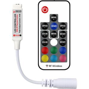 RGBZONE RF Wireless Remote LED Controller, DC 5V/12V/24V for 5050 3528 5630 LED Strip Lights, Mini 4-Pin RF LED Controller