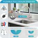 Kitchen Faucet with Pull Down Sprayer - Brushed Nickel Single Handle Kitchen Faucets, High Arc Stainless Steel Pull Out Kitchen Sink Faucet with Deck for RV Laundry Farmhouse