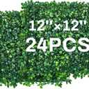 Crowye 24 Pcs 12 x 12 Inch Faux Grass Wall Panels Artificial Boxwood Panels Outdoor Privacy Screen Greenery Backdrop UV Protected Topiary Hedge Plant for Outdoor Indoor Garden Fence Backyard Decor
