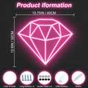 Diamond Neon Sign for Wall Decoration, Glowing Neon Sign, Adjustable Brightness Shining LED Sign Night Light for Man Cave Bedroom, Wedding, Living Room, Party, Bar, Office Decoration-Pink