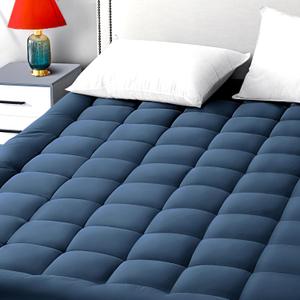EASELAND Full Size Mattress Pad Pillow Top Mattress Cover Quilted Fitted Mattress Protector 8-21" Deep Pocket Cooling Mattress Topper (54x75 Inches, Dark Blue)