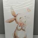 Grengel Pink Girl Nursery Bunny Canvas Wall Art Cute Rabbit Wildflowers Painting Pictures Wall Decor Botanical watercolor Flower Poster printing artwork For Baby Boys and Girls Playroom paintings, 24L" x 16W"