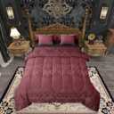 Erosebridal Gothic Queen Comforter Set 7 Pcs Burgundy Moth Goth Bed in A Bag with Sheets Vintage Damask Boho Bedding Comforter Sets for Kids Adults, Victorian Bohemian Floral Animal Bed Set Visit the Erosebridal Store