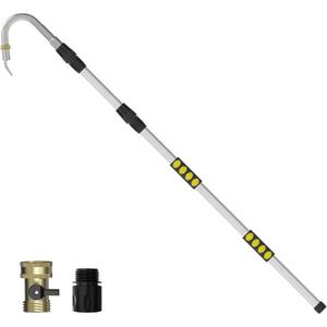 24FT Reach Gutter Cleaning Tools from Ground, Telescopic Rain Gutter Cleaners Tool with Quick Connect Adapter and Heavy Duty Wand for 2nd Story House (16FT)