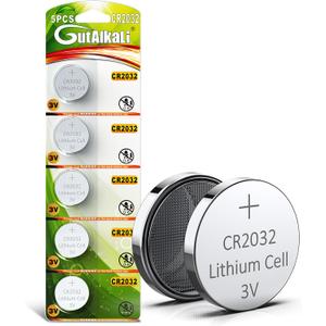 10 x GutAlkaLi 5 Pack CR2032 Batteries - CR2032 3V Battery - CR 2032, 3 Volt Coin Battery