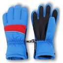 Andy & Evan Kids' Zip Gloves, Waterproof Winter Snow Gloves, Side Zippers, Touchscreen, Ski Snowboard Sledding, Warm Fleece Palms, Blue, Size 11-12