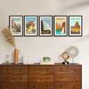 upsimples 11x17 Picture Frame Set of 5, Display Pictures 9x15 with Mat or 11 x 17 Without, Wall Gallery Poster Frames, Black