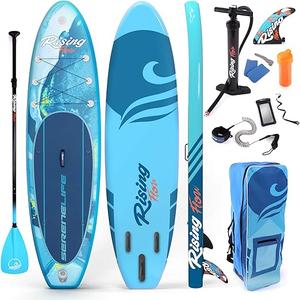 SereneLife Inflatable Stand Up Paddle Board - Wide Stable Design, Non-Slip Deck for Adults & Youth with Premium Paddle Board Accessories: Carry Bag, Dual Action Pump, Paddle, Ankle Leash - 10'6" : Sports & Outdoors