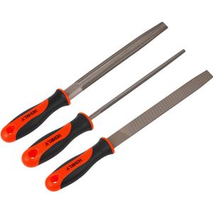 3-Piece 8-Inch Professional File Set, High Carbon Steel Metal Files with Flat/Half-Round/Round Shapes, Ideal for Metal, Wood, Plastic & DIY Projects