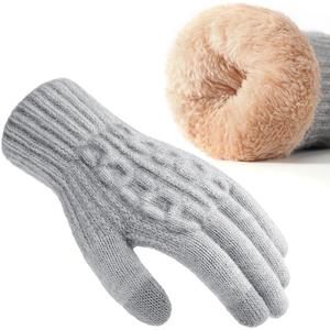 Winter Gloves for Women Cold Weather Warm Touch Screen Fleece Lined | Womens Winter Thermal Gloves,Dual-Layer Knit Elastic Cuff Texting Glove, Men Soft Mittens,Running Driving Hiking Cycling,Gift (Gray)