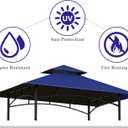 Grill Gazebo Replacement Top, 5 * 8 Outdoor BBQ Top Cover, Double Layer BBQ Gazebo Top Canopy for Model #L-GG001PST-F (Blue)