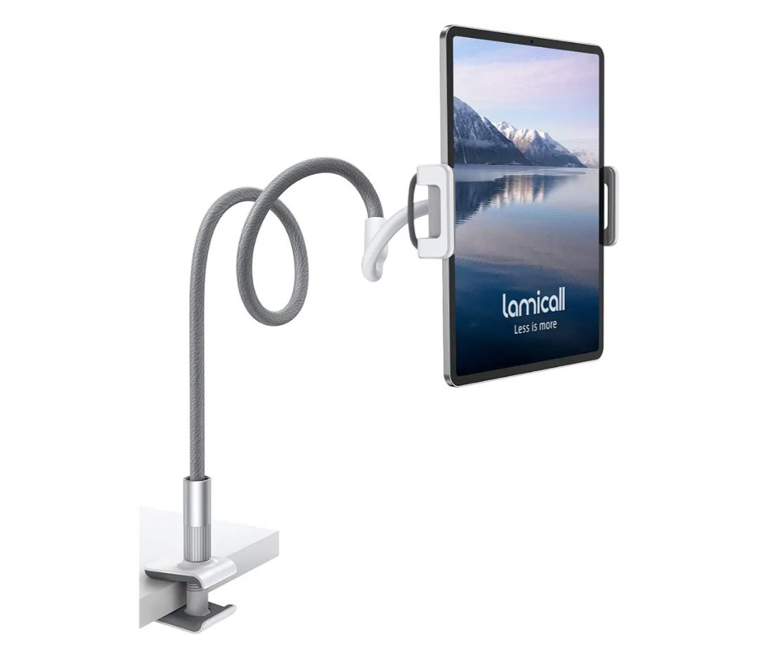Lamicall Gooseneck Tablet Holder Mount : Flexible Arm Clip Tablet Stand for Bed, Desk Mount Gifts, Compatible with iPad Pro 11", Mini Air, Galaxy Tabs More 4.7 to 10.5" Phones and Tablets