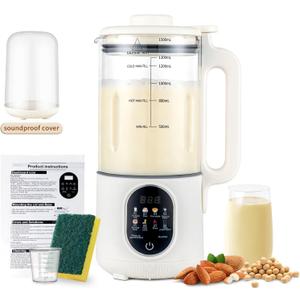 35oz 8 in 1 Nut Milk Maker Machine with Silence Hood for Homemade Soy milk, Almond milk, Oat milk, Plant Based, Juice - No Burning Bottom, Automatic Clean & Delay Start