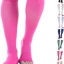Doc Miller Open Toe Compression Socks for Men and Women, 15-20 mmHg, Calf Support Sleeves, Recovery Stockings, Wide Calf, Toeless Design, 1 Pair (X-Large, Pink)