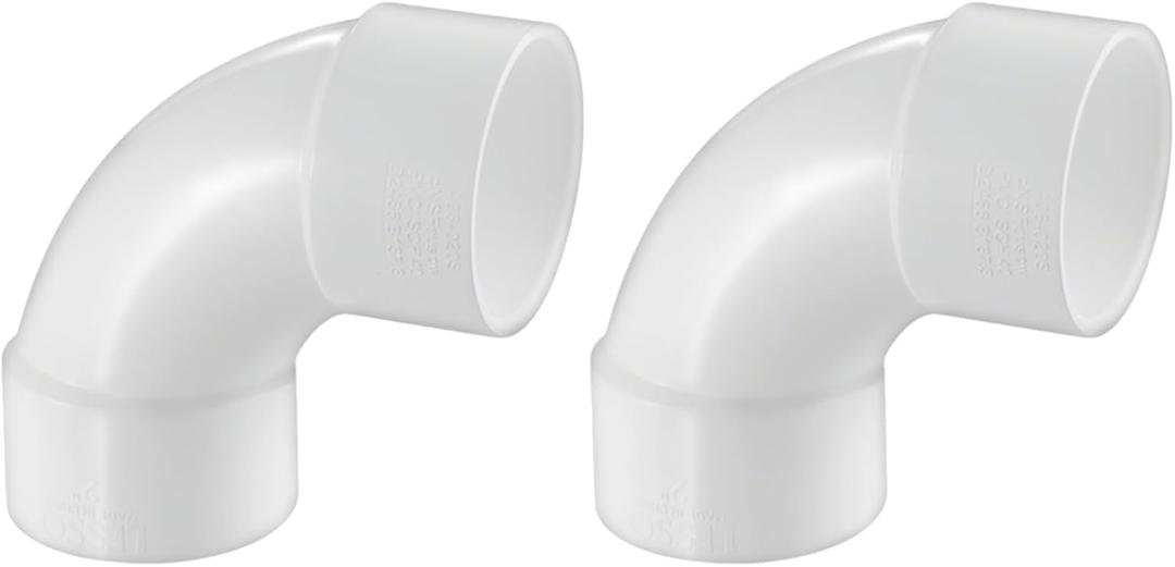2 Pack PVC Pipe Fitting 2 Inch - 90° Sweep Elbow - LESSO 2" (SOC × SOC) High-Flow Capacity Plumbing Pool Systems, SCH 40