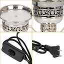 Electric Incense Burner, Arabian Style Electric Incense Holder, Middle Eastern Tabletop Decorative Censer for Yoga Spa Home Office Christian Church Decor, US Plug (Silver)