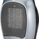 Amazon Basics Oscillating Ceramic Portable Indoor Space Heater, Fast Heating Technology, Overheat and Tip-Over Protection, Adjustable Thermostat, 1500W, 7.52"D x 6.34"W x 9.45"H, Silver