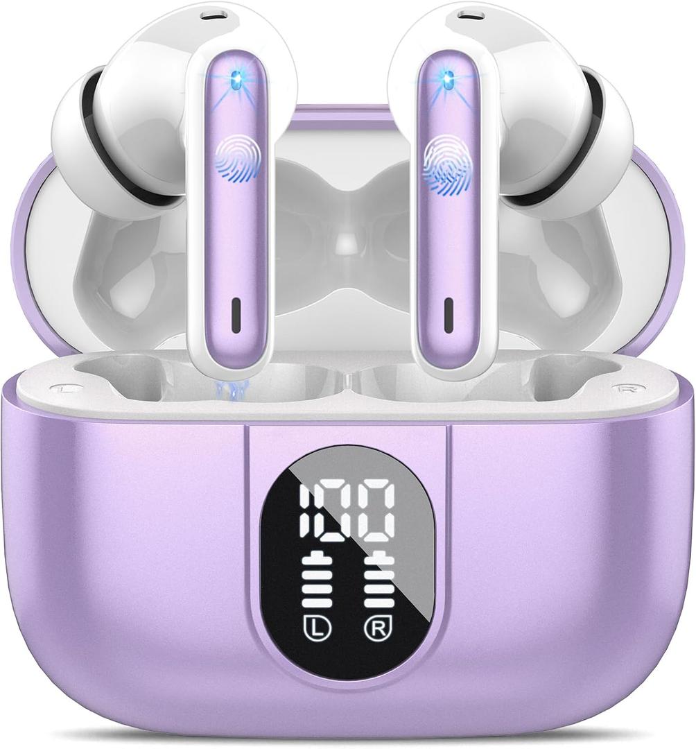 Ai Translation Earbuds Real Time, Simultaneous Interpretation Translator Earbuds with 6 Translation Modes/164 Languages, No Subscription Translatior Headphones, Taro Purple