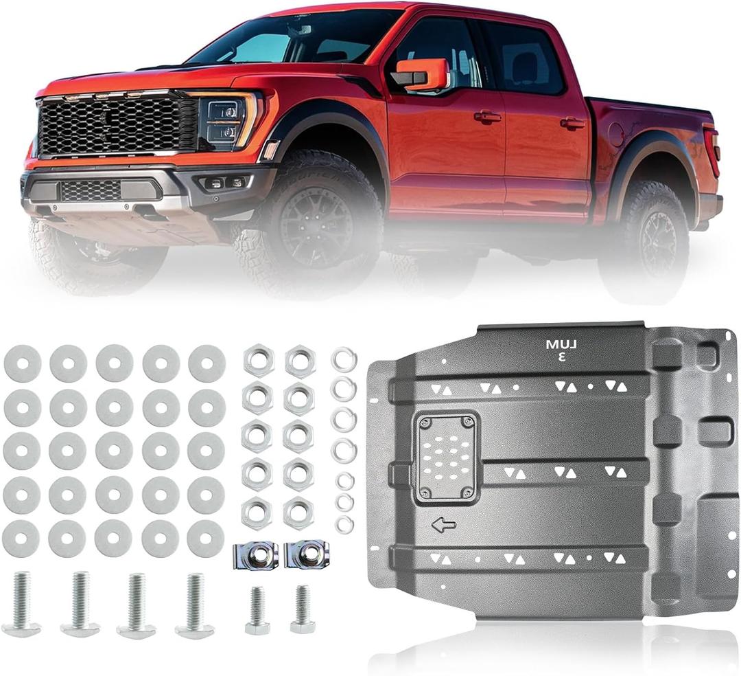 High-Strength Steel Transmission Skid Plate for Ford F150 2015-2022 | OEM Under Diaper Rear Skid Plate Heavy Duty, Hardened Build | Easy Installation | Rear Axle & Components Reinforcement Kit
