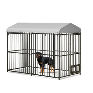 Garvee Large Outdoor Dog Kennel, Heavy Duty Dog Cage with Roof, Dog Kennel Galvanized Iron Dog House with Safety Locks, for Garden Backyard(8x4x6ft) 