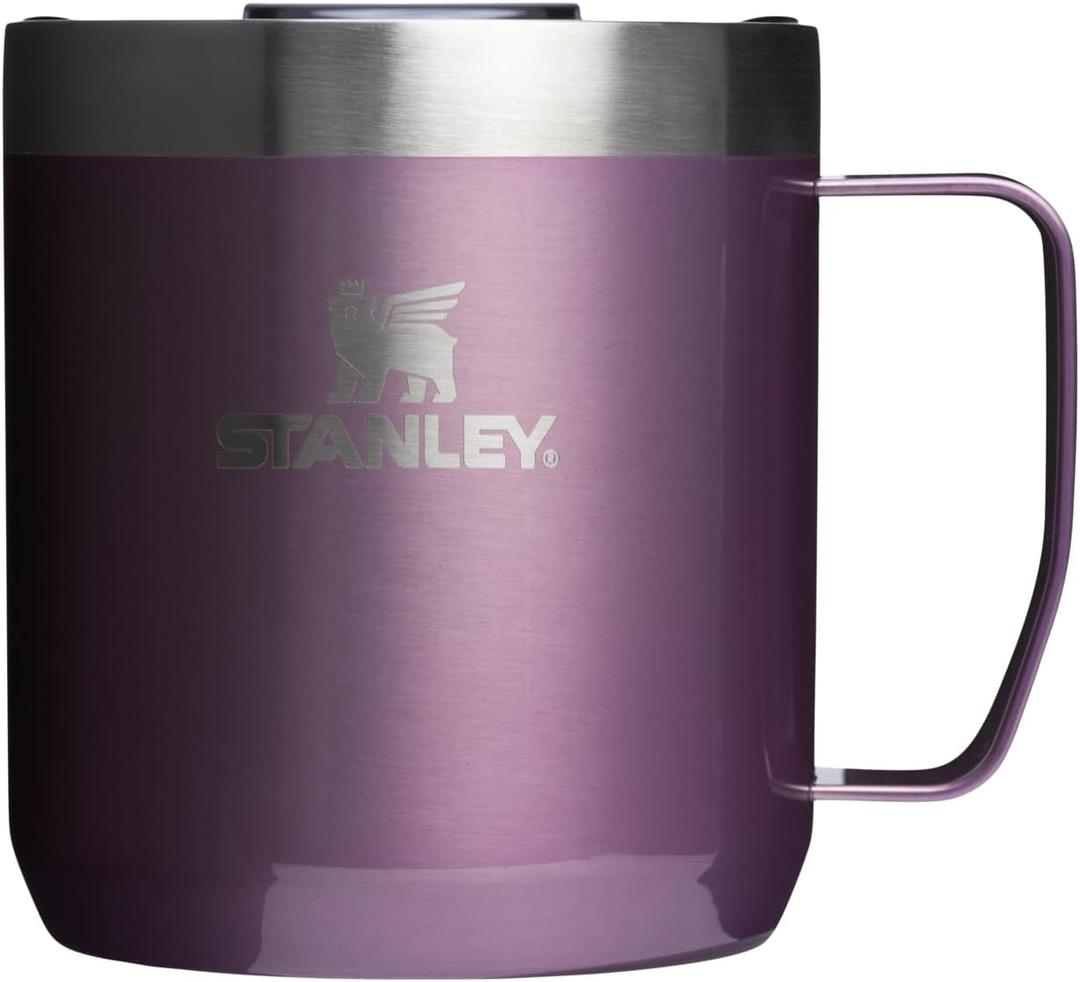 STANLEY Everyday Camp Mug | Drink Through Lid | Cup for Coffee, Tea and Drinks | Insulated Stainless Steel Coffee Mug | BPA-Free (12 Ounces, Wisteria Shine)