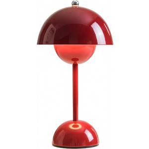 Modern Mushroom Table Lamp Cartoon Iron LED Bedside Lamp Nordic Round Metal Lamp Body Nightstand Lamps for Living Room, Bedroom Study Room Home Office (Red)