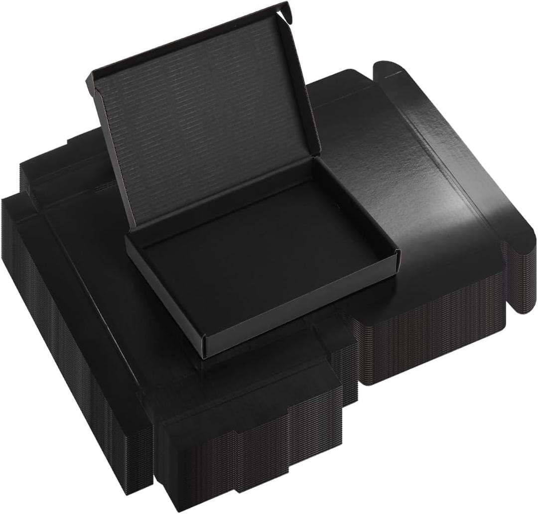 Rempry 30 Pack 7x5x1 Black Shipping Boxes, Small Cardboard Mailer Boxes for Small Business Packaging