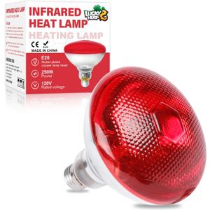 LUCKY HERP Infrared Heat Lamp for Chickens - 250 Watts Red Heat Lamp Bulb 1 Pack, Heat Light Bulb for Brooder Coop, Food Service, Chicks, Pet, Reptile