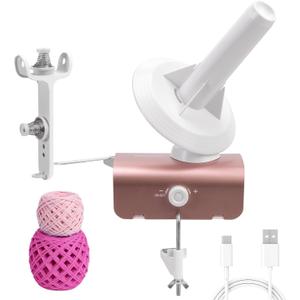 Electric Yarn Winder, Heavy-Duty Yarn Ball Winder 10 oz Large Capacity, Automatic Yarn Cake Winder Spinner Roller, Crocheting Tools Supplies for Knitting Lovers(Rose Gold) (Pinkish white)