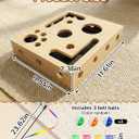 Cat Scratch Puzzle Enrichment Box, Wooden Interactive Cat Toy Nail File Box