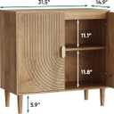 Smuxee Oak Sideboard Cabinet, Freestanding Buffet Cabinet with Line Groove Design, Wood Storage Cabinet with Adjustable Shelf for Living Room, Entryway, Hallway