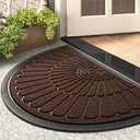 tchdio Door Mat Outdoor Indoor Entrance Doormat-Semicircular Durable Rubber Non Slip Front Door Mat for Outside Inside Entry Entryway Dirt Trapper WelcomeMat for Muddy Paws and Shoes-Brown 17”x30”