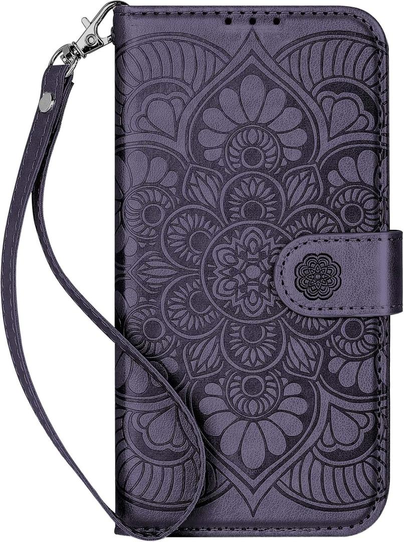 Wallet Case for Galaxy S23, [RFID Blocking] 3 Card Holder Stand with Credit Card Slot PU Leather Magnetic Protective Flip Cover for Galaxy S23 (Dark Purple)