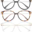 Gaoye Blue Light Blocking Glasses Women/Men, Fashion Cat Eye Fake Eyeglasses UV Ray Filter Computer Gaming Glasses (3 Pack, Black+Tea Leopard+Transparent)