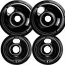UPGRADEDWB31M20 WB31M19 Porcelain Range Burner Drip Pan Bowls Fit for G-E Hot-point Electric Stove Includes 2 x 8-Inch and 2 x 6-Inch Drip Pans(Black) by Cenipar