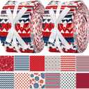 Hosuly 40 Pcs Patriotic Quilting Fabric 2.55" Red White Blue Jelly Fabric | American Flag Star Fabric Strip, 2.55 x 39.4 in Patchwork Bundle Roll for Patriot Labor Veterans Day Rug Blanket DIY Craft