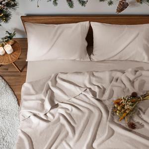 100% French Linen Sheet Set 4Pcs, 16 Deep Pocket Durable Bed Sheet King