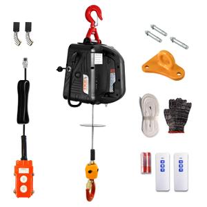 3-in-1 Electric Hoist Winch 1500W Portable Power Electric Winch 110 Volt 16 ft/min 25ft Lifting Height with 1100Lbs Loading Capacity for Superior Lifting & Pulling (Black)