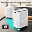 Laundry Hamper with Wheels, Plastic Laundry Basket, 18.5 Gallons, Large
