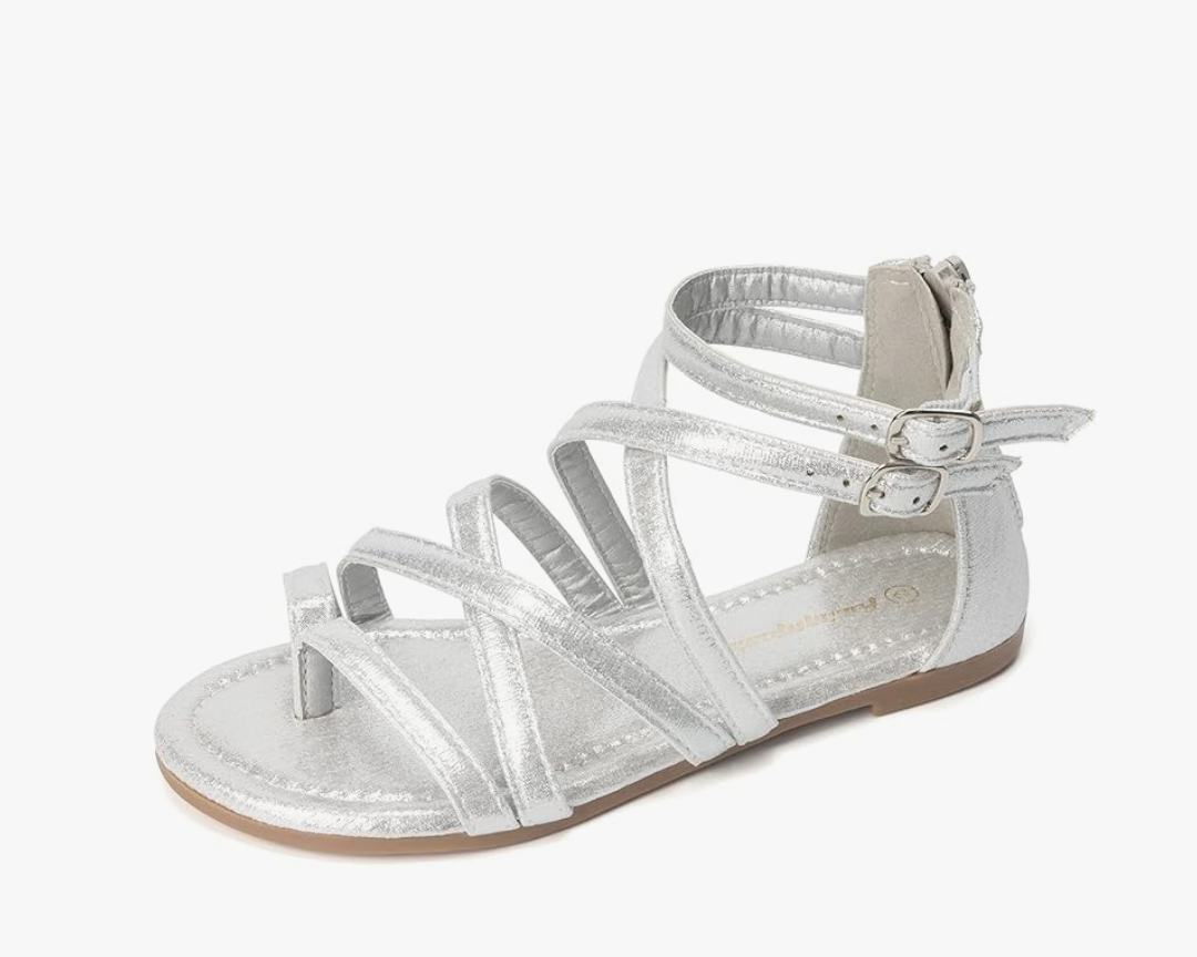 FUNKYMONKEY Girls Gladiator Strap Sandals Flat Fisherman Thong Cross Strappy Sandals Size 5