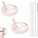 2 Pack 40 oz Tumbler Flip Straw Lid Replacement fit for HydroJug, Spill Proof Splash Resistant Tumbler Lids,Reusable Leak Proof Tumbler Cover for Cup Accessories (Pink)
