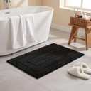 GRANNY SAYS Black Bathroom Rug, Non Slip Bath Mats for Bathroom, Super Soft and Water Absorbent, Microfiber Bath Rugs, Machine Wash Dry, Bath Rugs for Floor, Tub and Shower, 16" x 24"