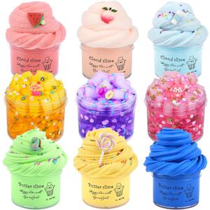9 Pack Slime Kit, Assorted (Jelly Cube Crunchy, Cloud, Butter) Slime, Non-Sticky, DIY Stress Relief Toys for Unisex Children, Birthday Gift, Party Favor 9 Pack Slime Kit, Assorted (Jelly Cube Crunchy, Cloud, Butter) Slime, Non-Sticky, DIY Stress Relief Toys for Unisex Children, Birthday Gift, Party Favor