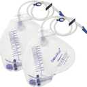 Urinary Drainage Bag with Anti-Reflux Chamber, Urine Bag with 2000 mL Volume, 48" Drainage Tube, Clips and Hanging Hook, Professional Urinary Bag for Home and Hospitals Health Aids, 2 Pack