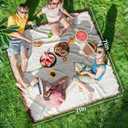 Tiny Land Picnic Blankets, 2 in1 Double Layer Waterproof Mat + Blanket, Foldable Beach Mat,Outdoor Blanket, Portable Camping Blanket, Extra Large Beach Mat, for Camping Park Beach Grass, 71in*71in