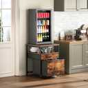 Herture Mini Fridge Stand with 3 Storage, Mini Fridge Cabinet, Beverage Fridge Table, Heavy Duty 21.3" L* 22.7" W Tabletop, for Dorm, Apartment,Office, Bedroom Rustic Brown HB01BXN